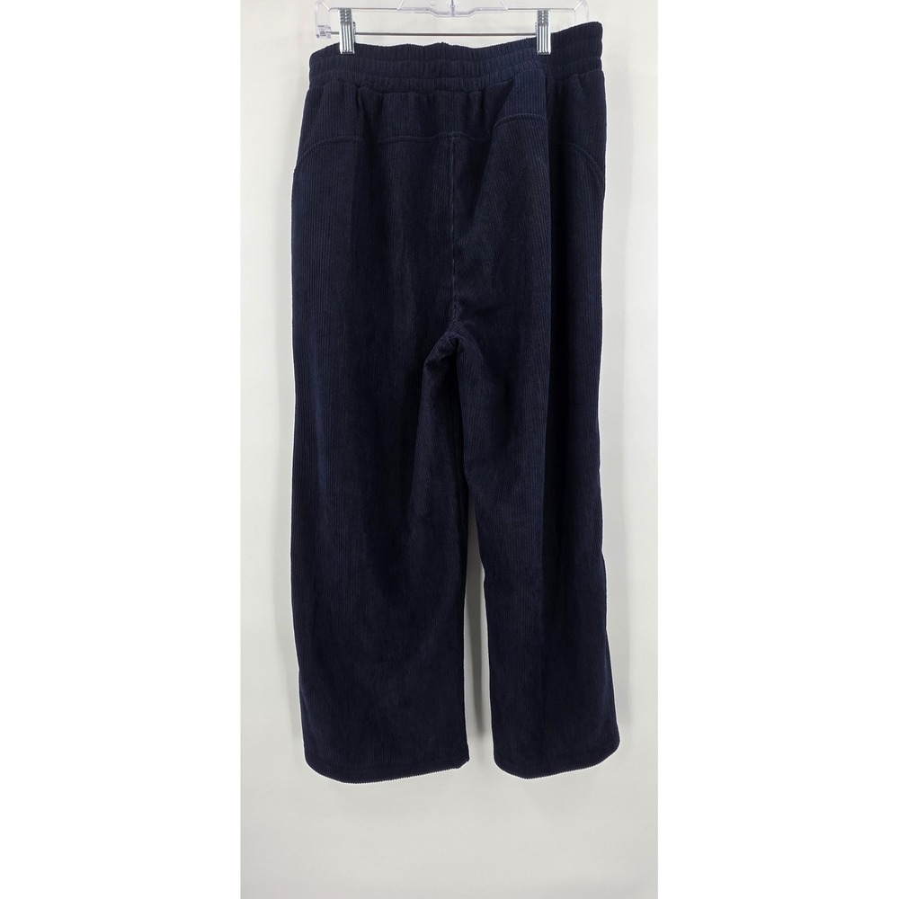 HALARA RIBBED HIGH WAIST WIDE LEG PANTS WOMENS LARGE PETITE BLUE POCKETS COMFORT - Picture 12 of 15